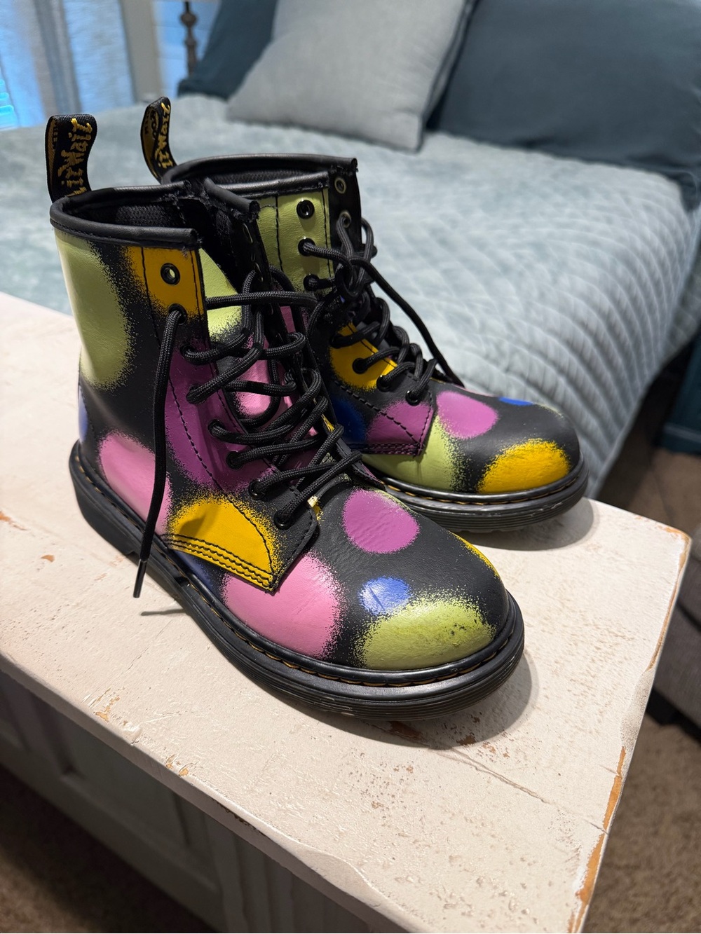 Dr. Martens Junior 1460 Haze Hydro Leather Lace-Up Boots - size 3